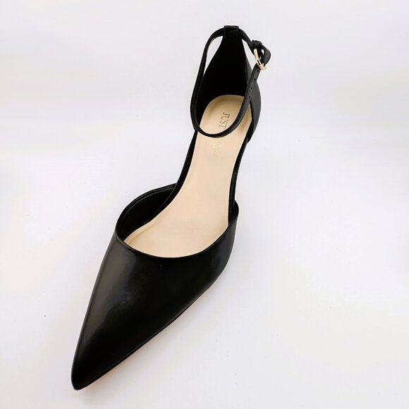 NEW in the Box, Pointed Toe Ankle Strap Kitten Heel Pumps, Black, Women's Size 9 - Picture 5 of 10
